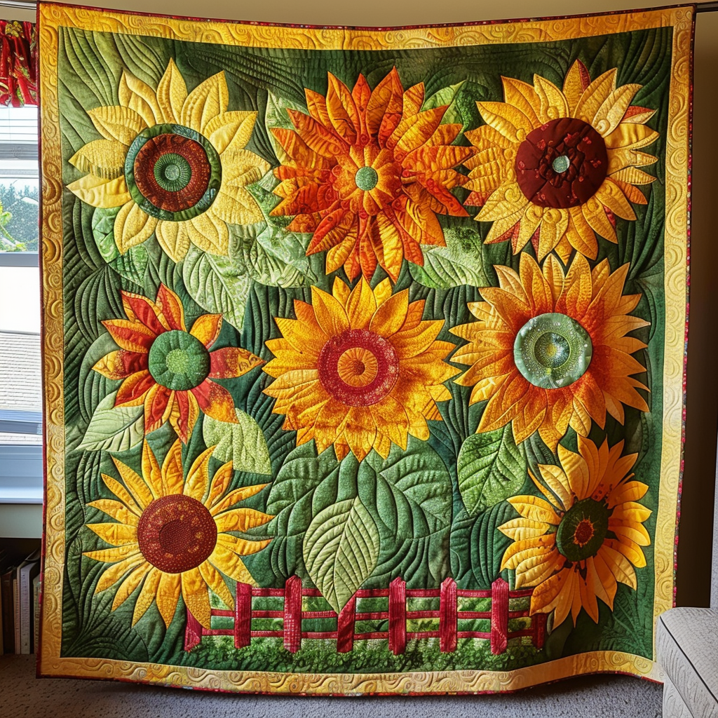 Vibrant Sunflowers Quilted Blanket NCU0VL207