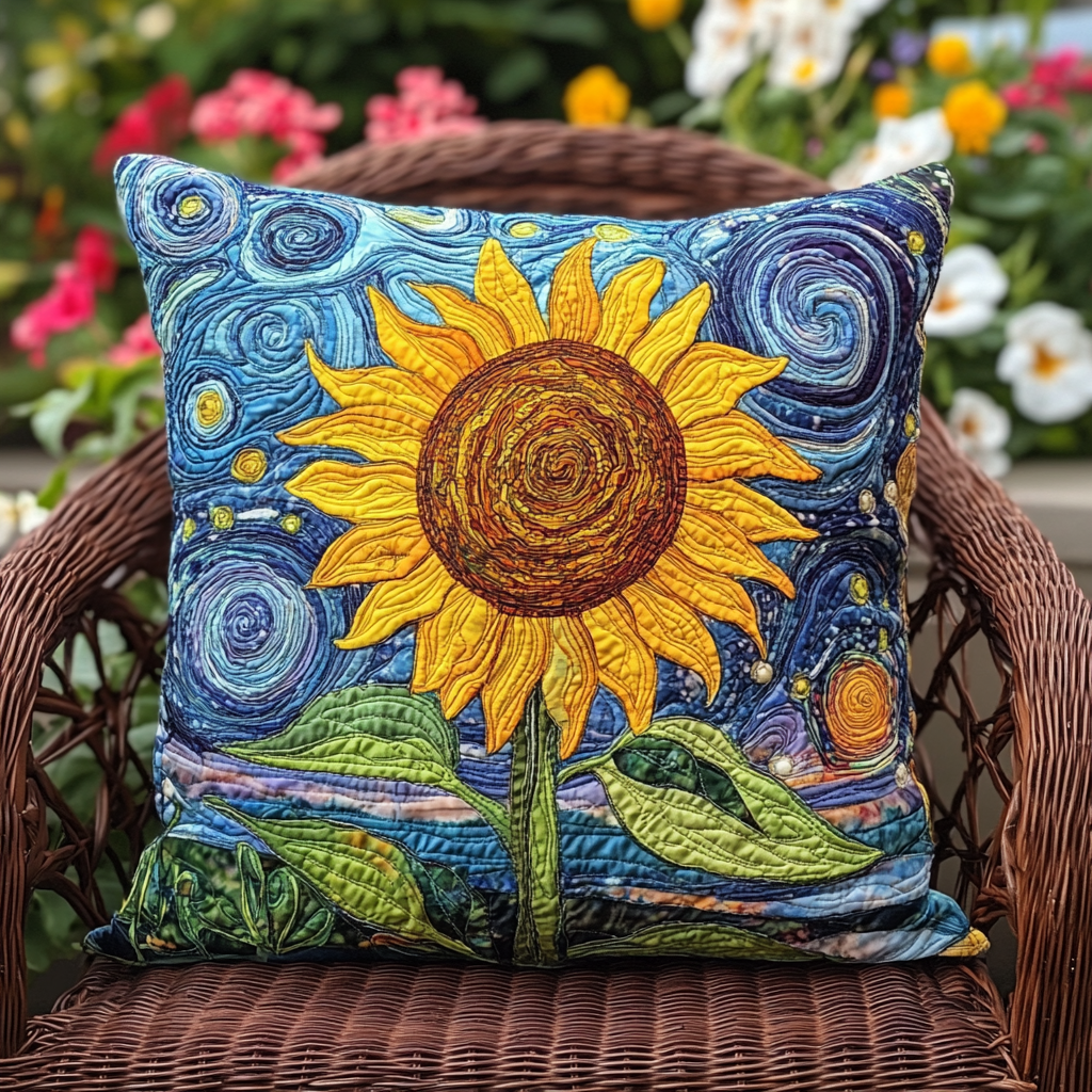 Vibrant Sunflowers Quilted Pillow Case NCU0VL356