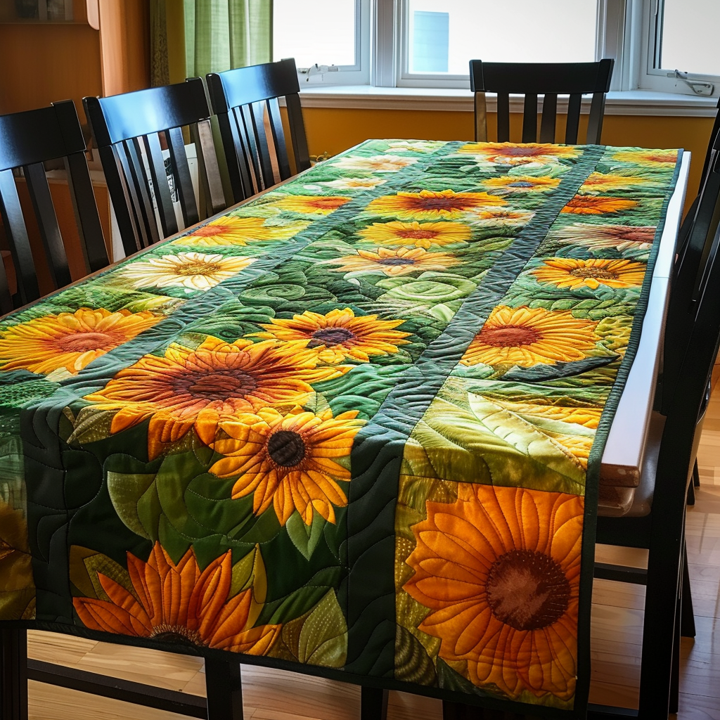 Vibrant Sunflowers Quilted Table Runner NCU0VL242