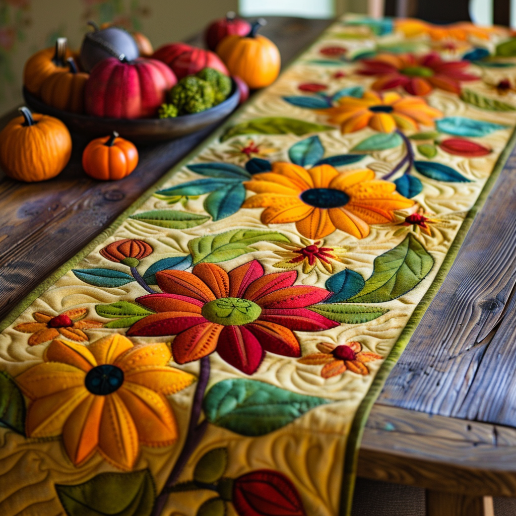 Vibrant Sunflowers Quilted Table Runner NCU0VL324