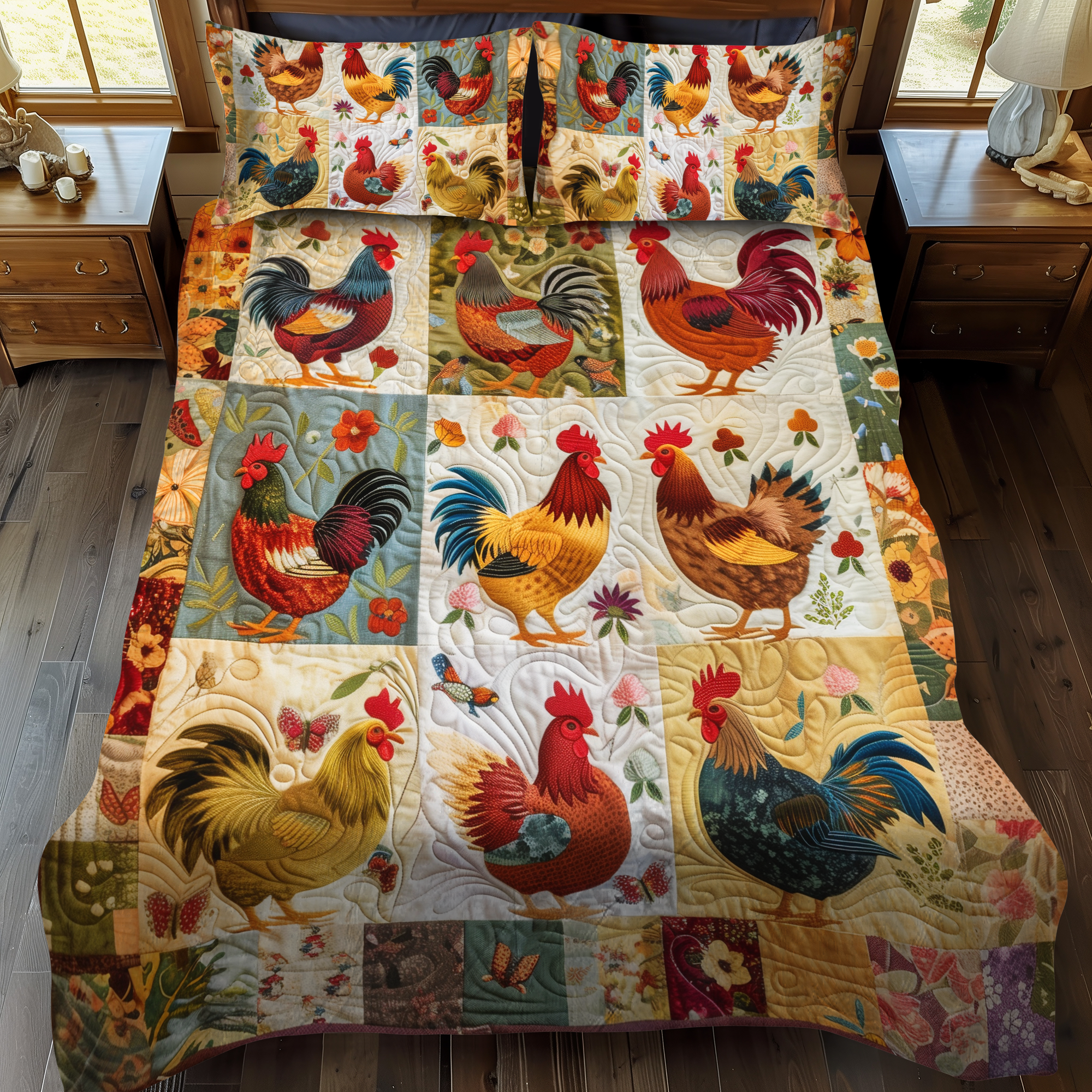 Vibrant Village 3-Piece Quilted Bedding Set NCU0PT051