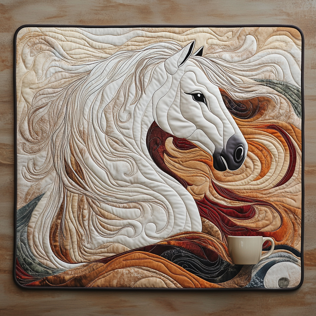 Vibrant White Horse Quilted Place Mat NCU0PD457