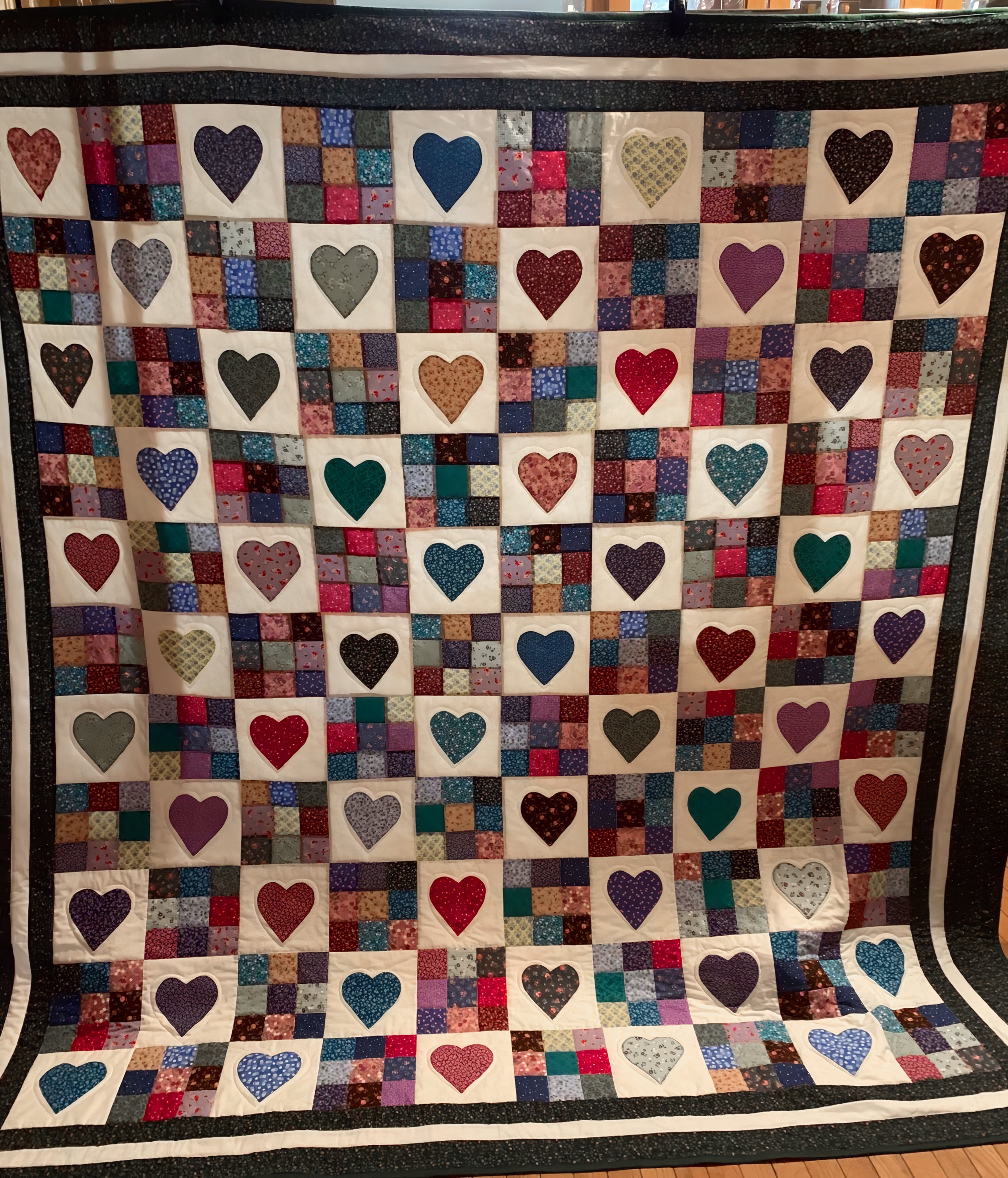 Vintage Floral Heart Quilted Blanket NCU0TH613