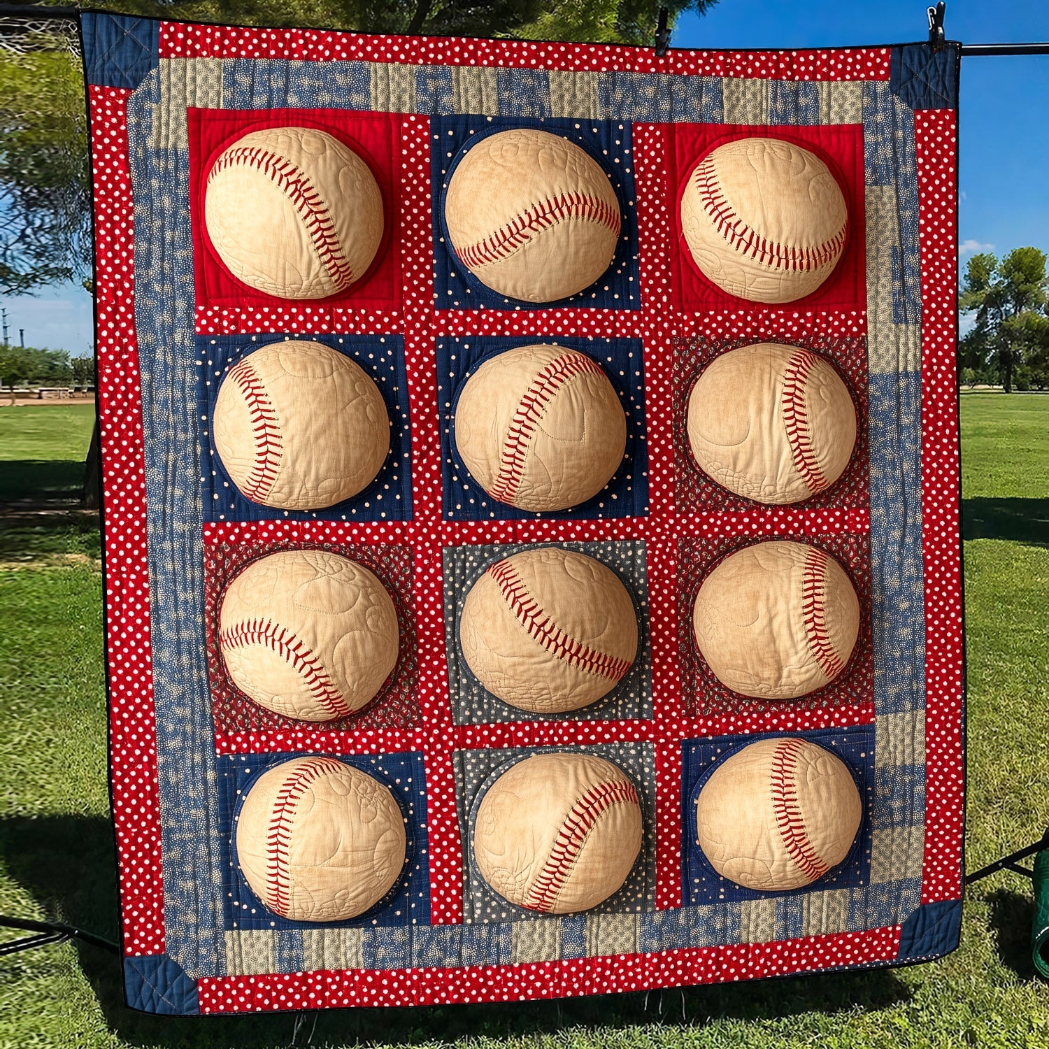 Vintage Baseball Quilted Blanket NCU0TH1458