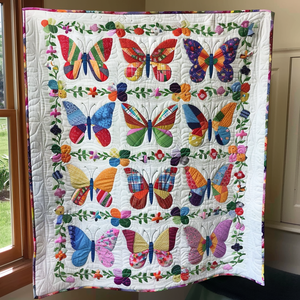 Vivid Butterflies Quilted Blanket NCU0VL022