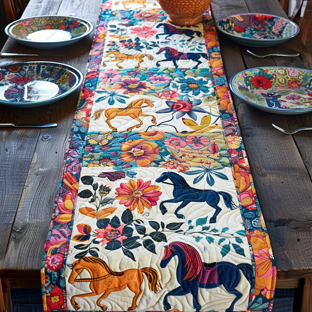 Vivid Horse Quilted Table Runner NCU0PD298