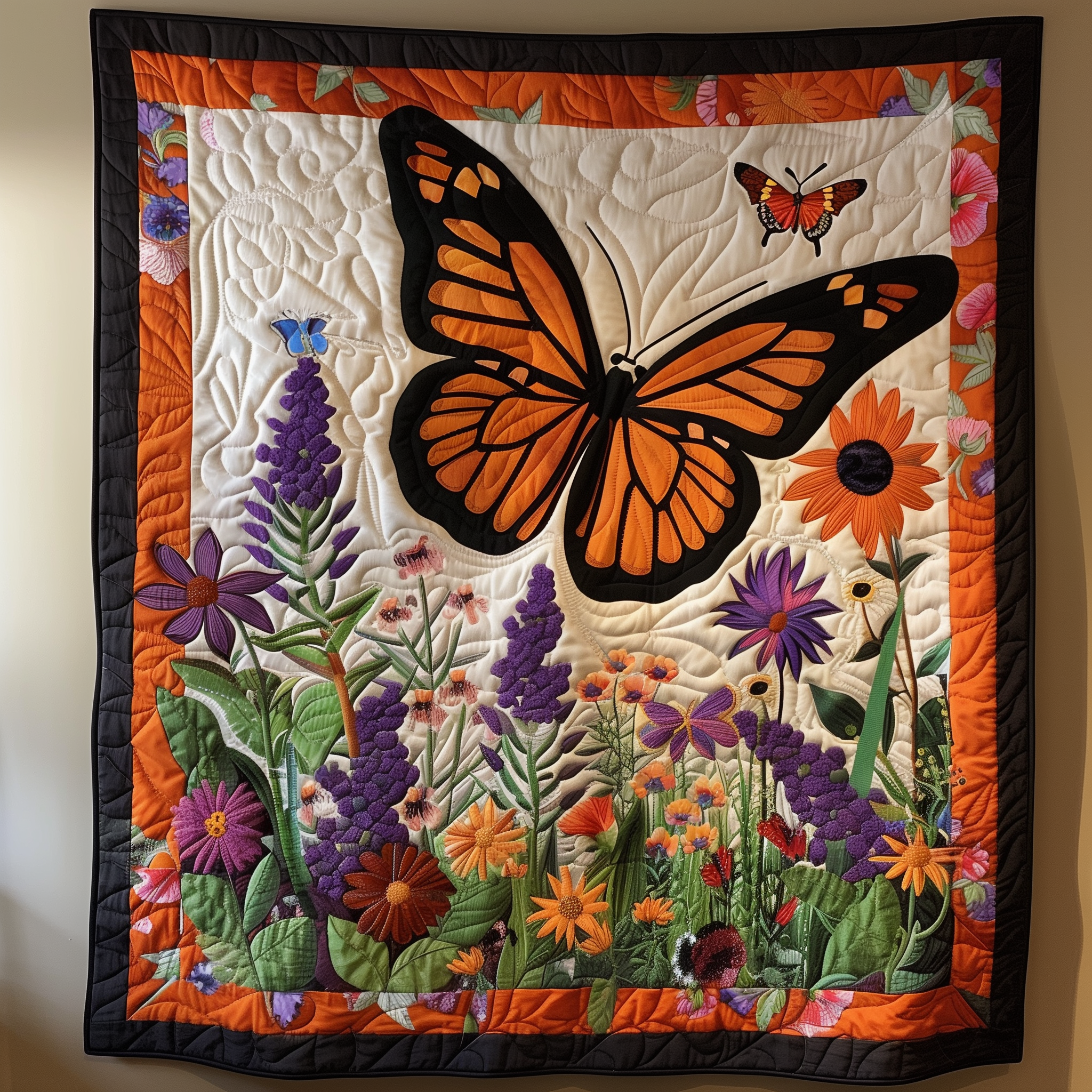 Vivid Monarch Butterflies Quilted Blanket NCU0VL013