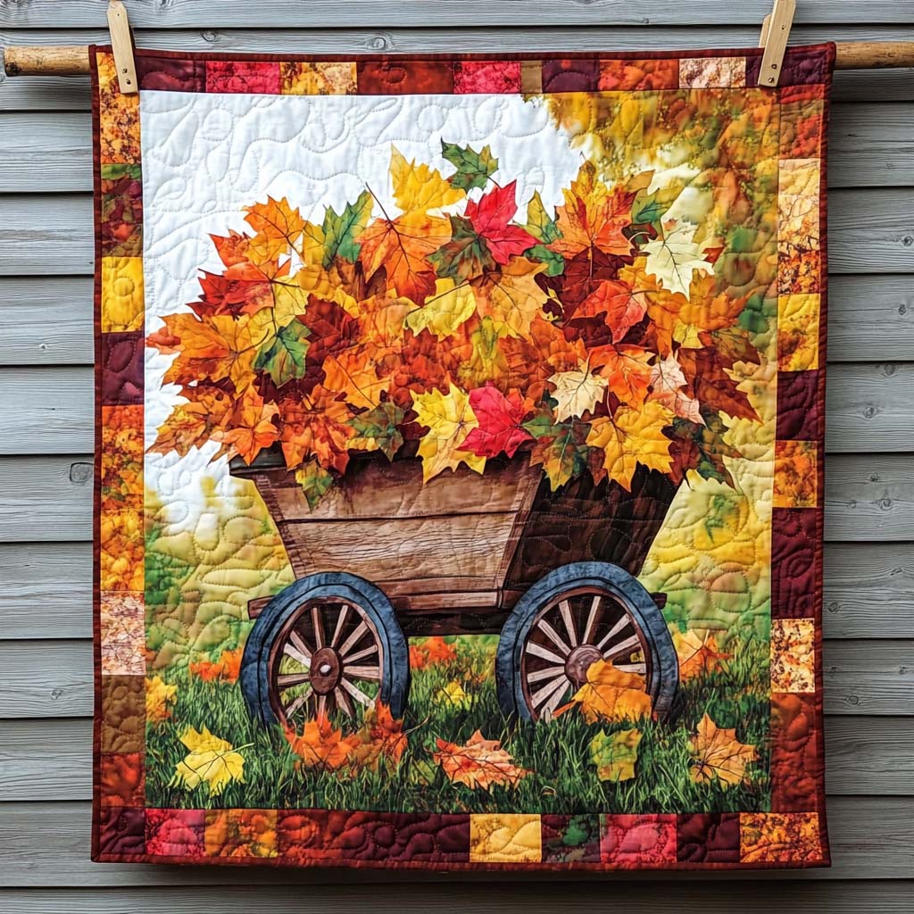 Wagon Of Autumn Leaves Quilted Blanket NCU0NT1193