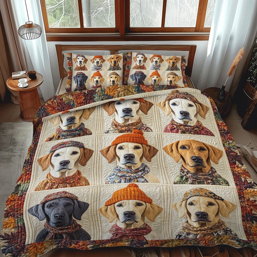 Warm And Fuzzy Labrador 3-Piece Quilted Bedding Set NCU0PD540