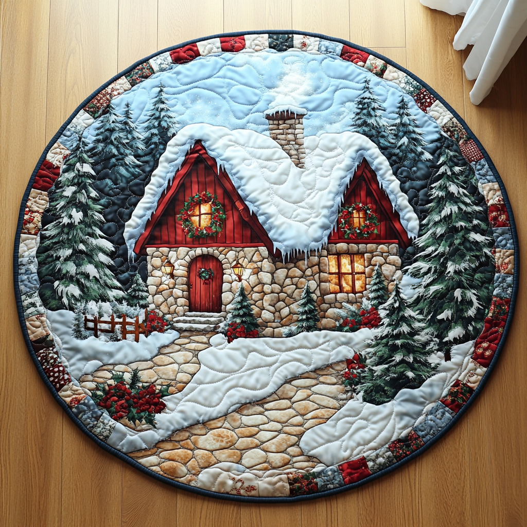 Warm Christmas Wishes Quilted Round Mat NCU0PD856