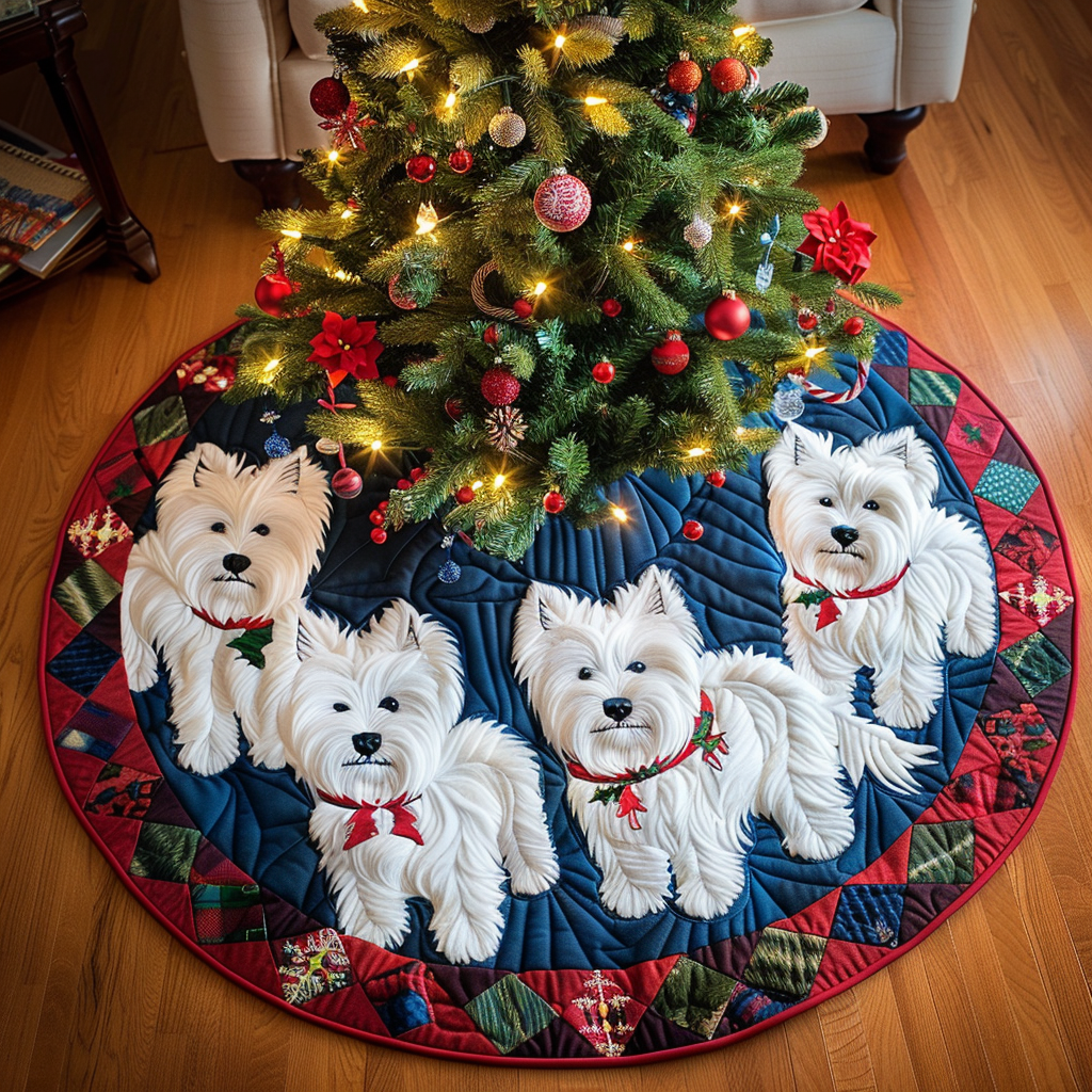 Westie Christmas Magic Christmas Quilted Tree Skirt NCU0DV1615