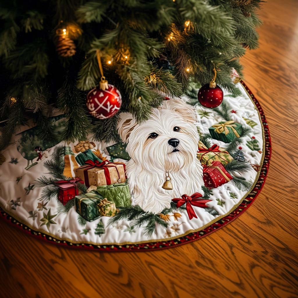 Westie Whispers Christmas Quilted Tree Skirt NCU0NT1641