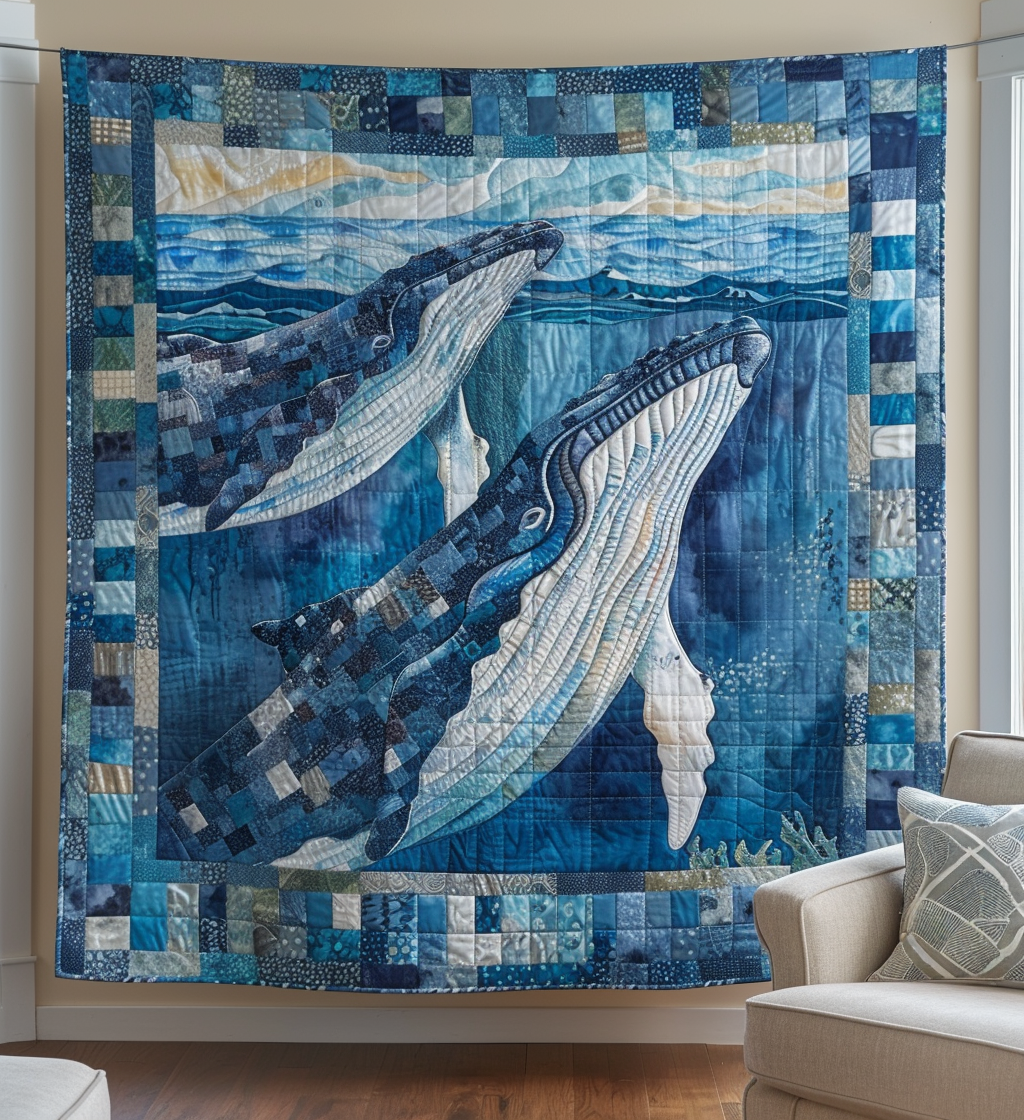 Whale's Whisper Quilted Blanket NCU0PT254