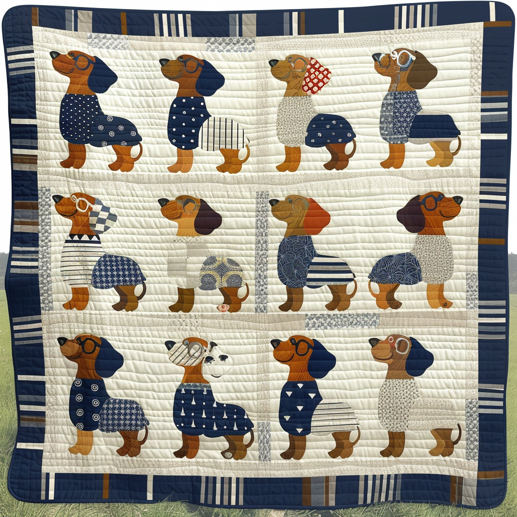 Whimsical Dachshunds Quilted Blanket NCU0TH227