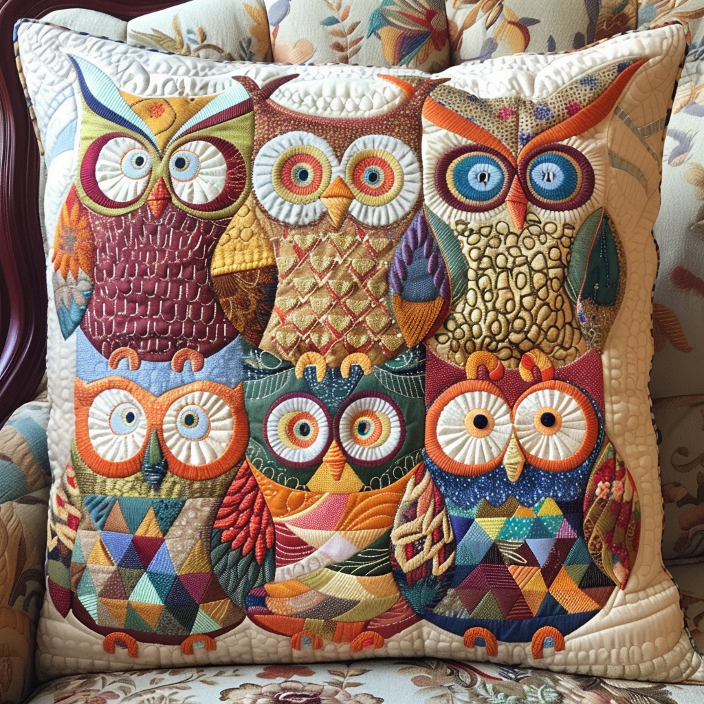 Whimsical Owls Quilted Pillow Case NCU0NT049