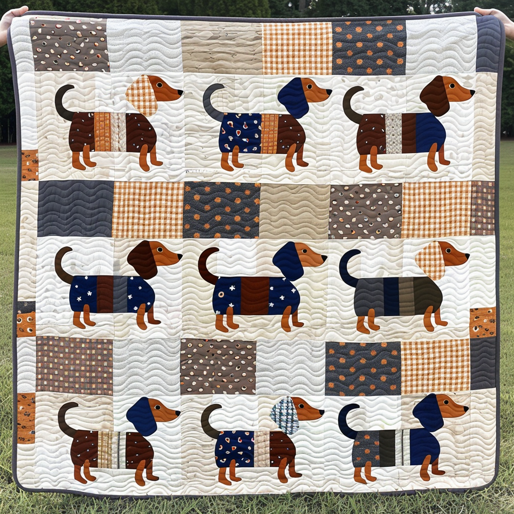 Whimsical Wiener Puppies Quilted Blanket NCU0TH229