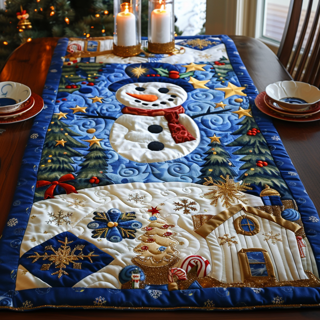 Whimsical Winter Quilted Table Runner NCU0DV333