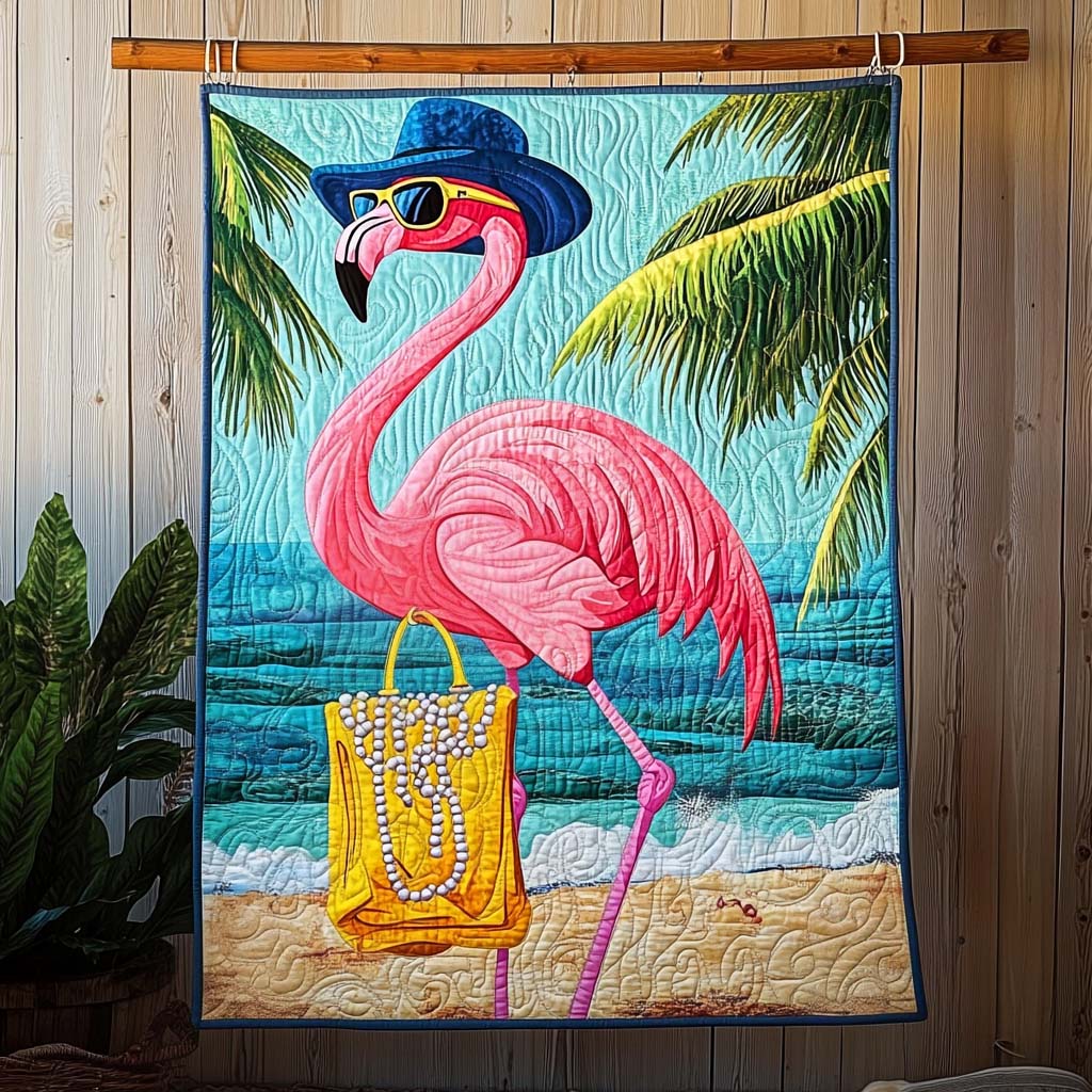 Whimsical Flamingo Quilted Blanket NCU0NT329