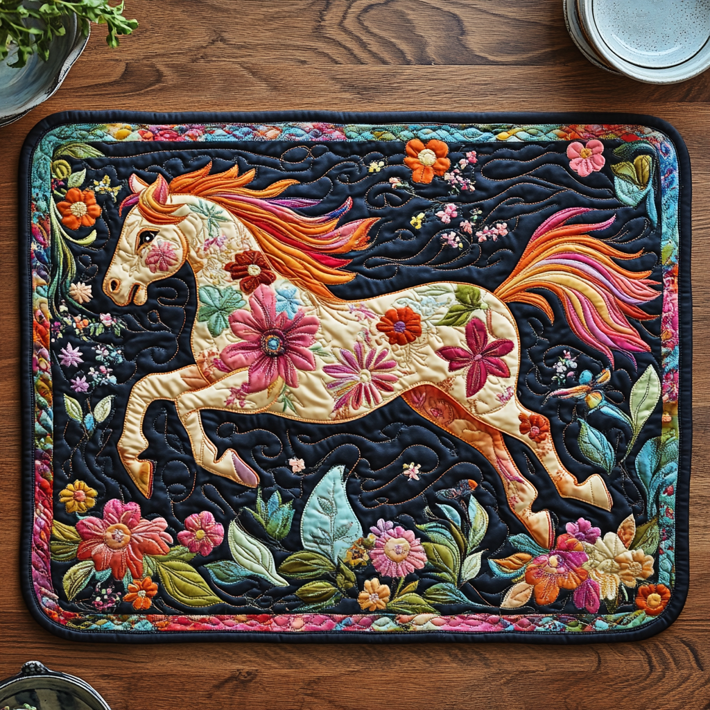 Whimsical Running Horse Quilted Place Mat NCU0PD461