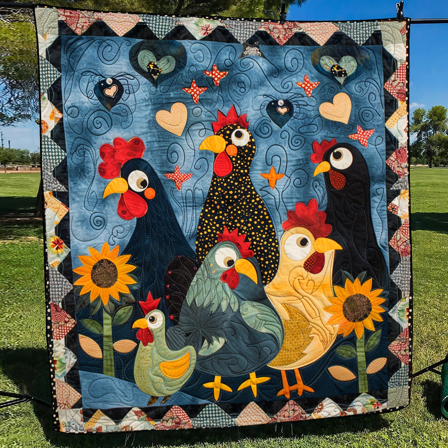 Whimsy Night Farm Quilted Blanket NCU0TH864