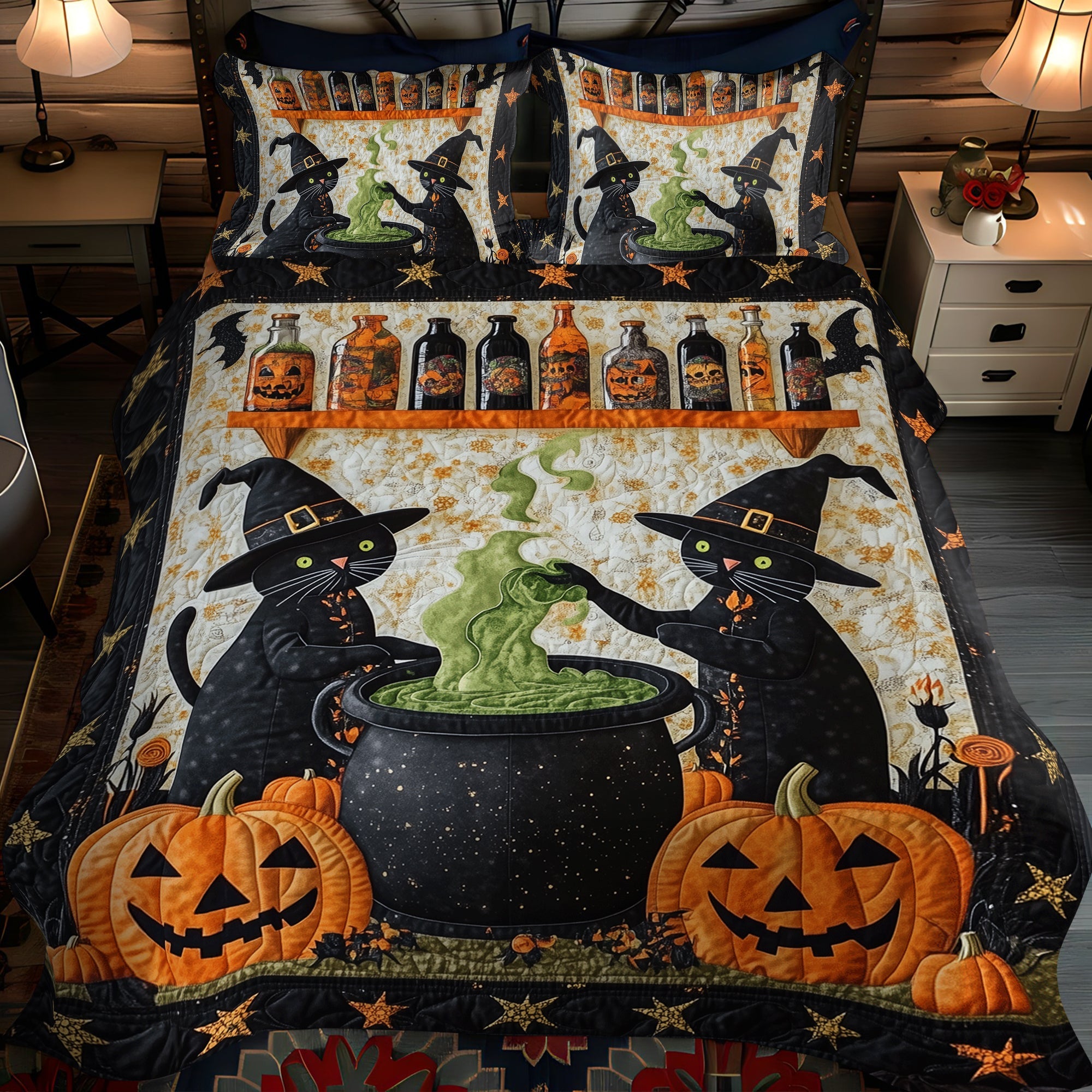 Whisker Witchcraft 3-Piece Quilted Bedding Set NCU0TH1670