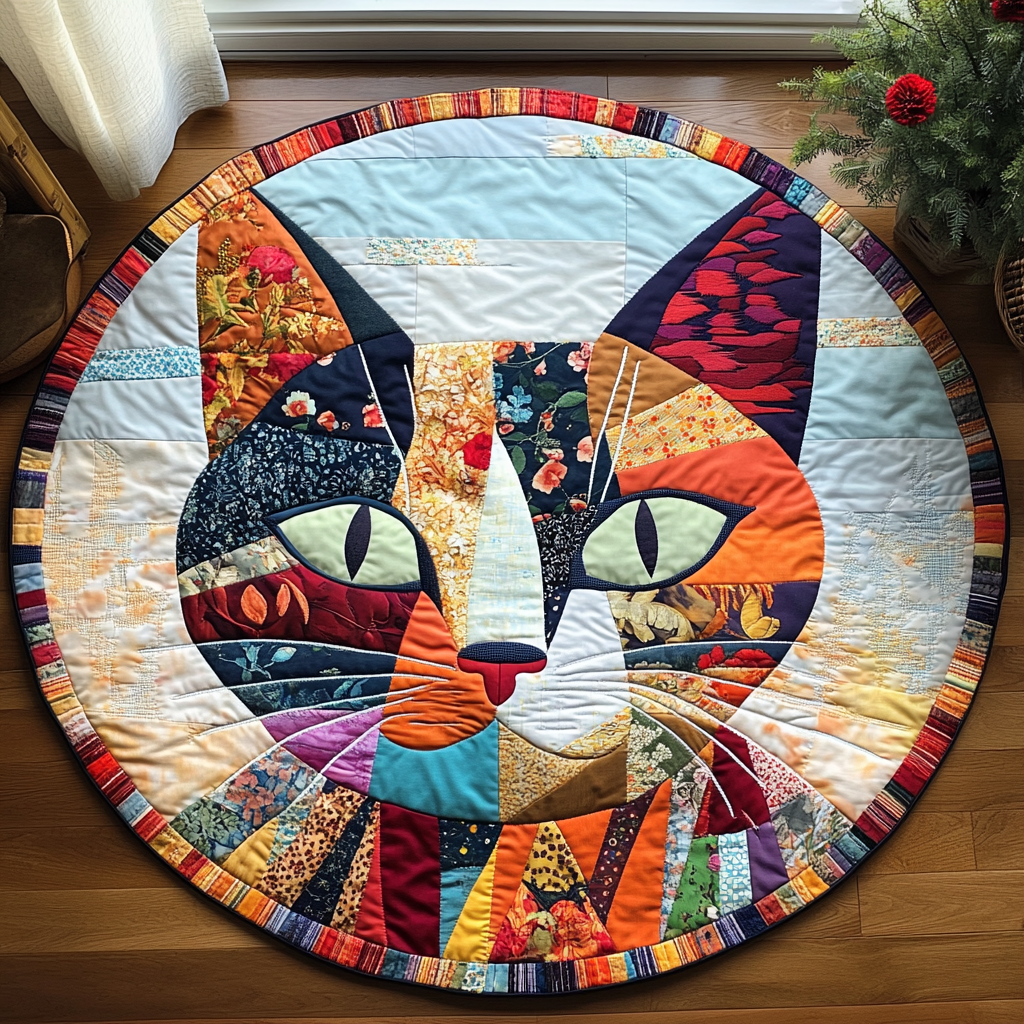 Whiskers And Paws Quilted Round Mat NCU0PD860