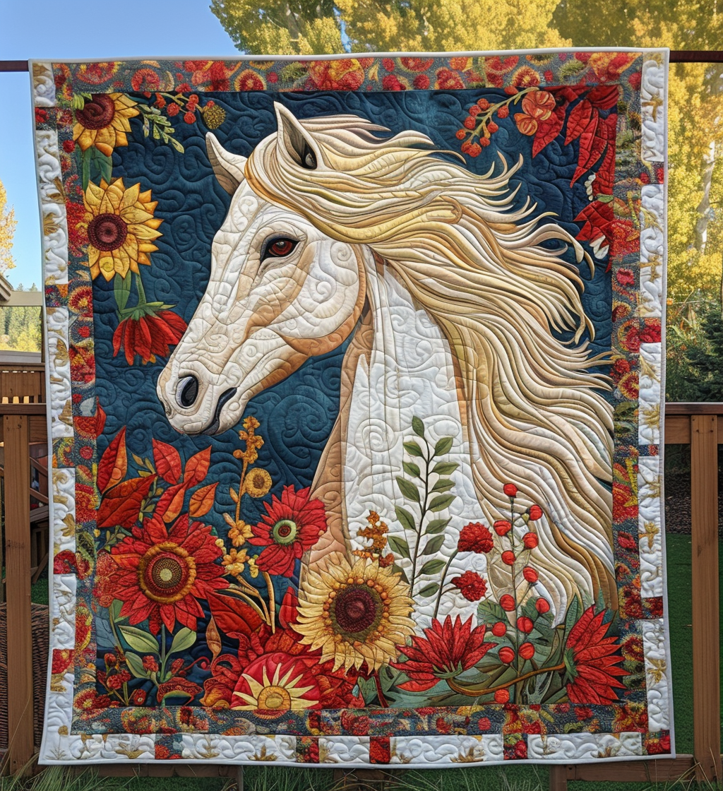 White Horse Supremacy Quilted Blanket NCU0DV364