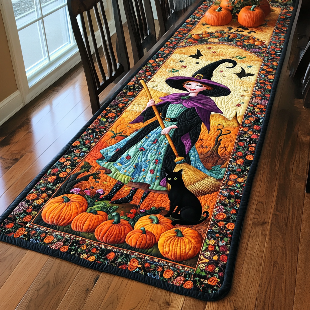 Wicked Witch Halloween Quilted Table Runner NCU0PD682