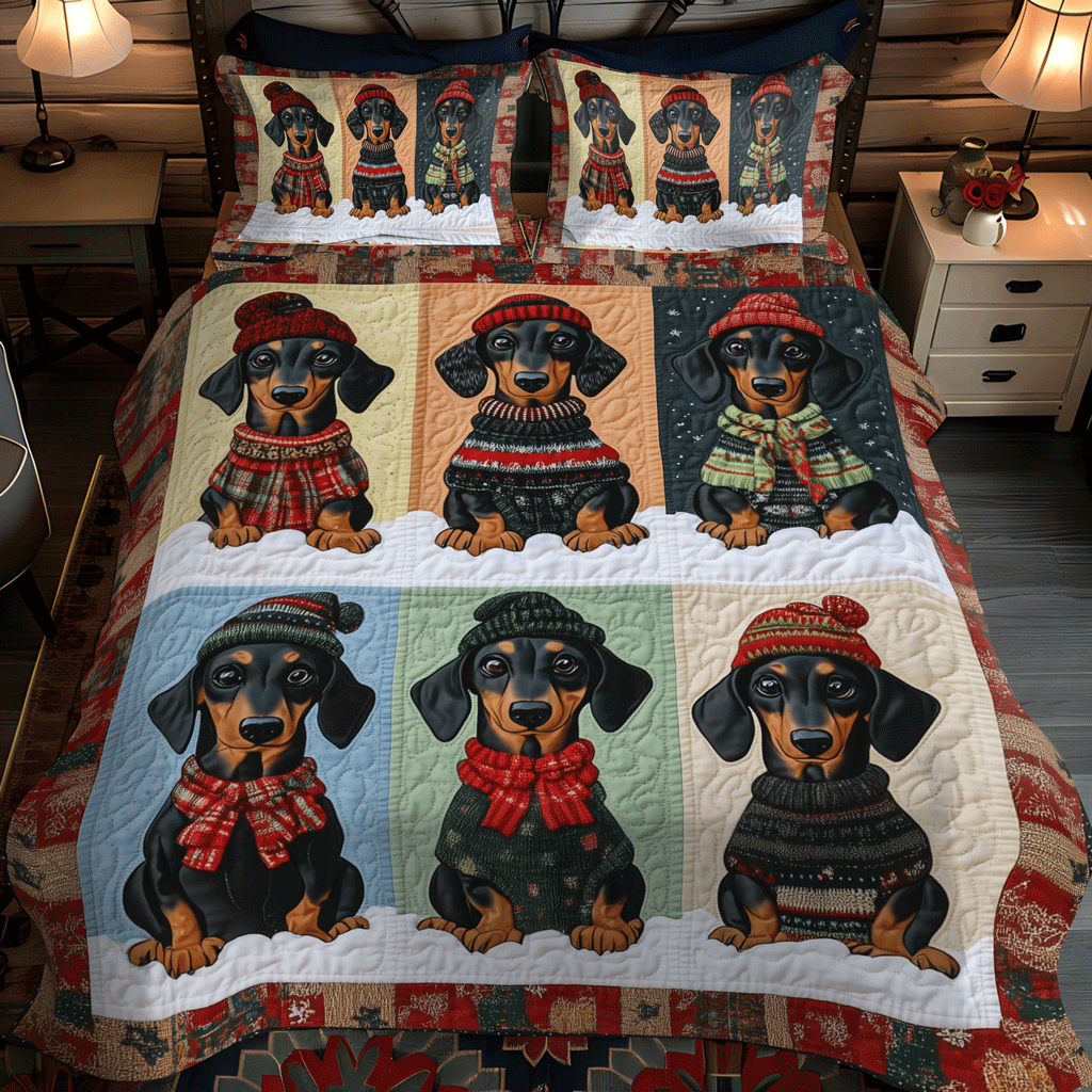 Wiener Wonderland 3-Piece Quilted Bedding Set NCU0TH1674