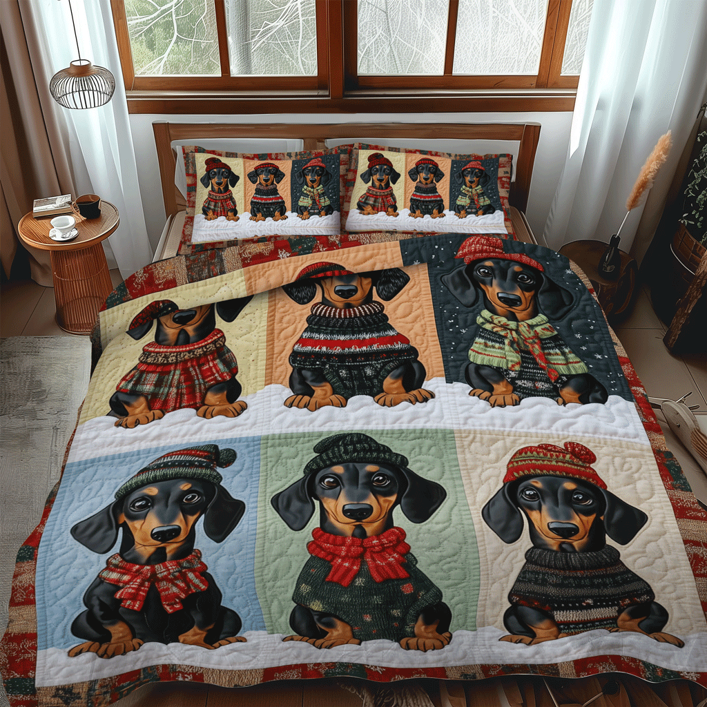 Wiener Wonderland 3-Piece Quilted Bedding Set NCU0TH1674