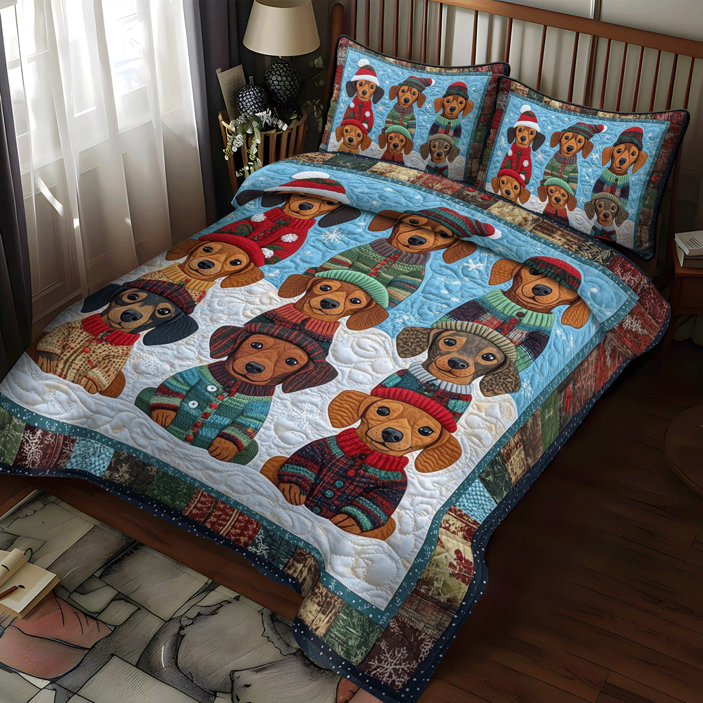 Wiener Wonders 3-Piece Quilted Bedding Set NCU0TH1685