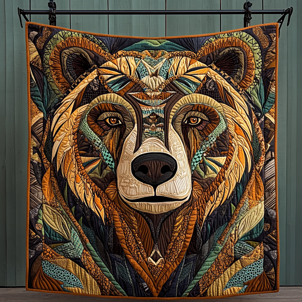 Wild Heart Bear Quilted Blanket NCU0DK869