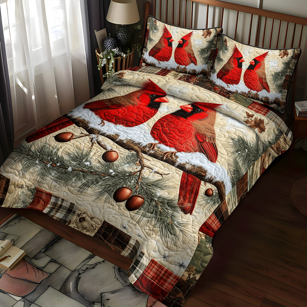 Winter Birds Bliss 3-Piece Quilted Bedding Set NCU0TL1501