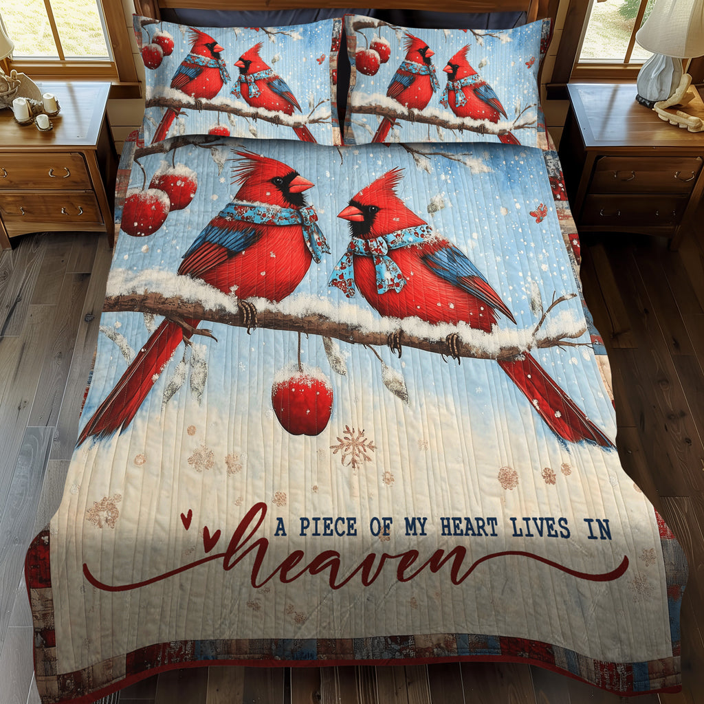 Winter Birds Delight 3-Piece Quilted Bedding Set NCU0TL1497