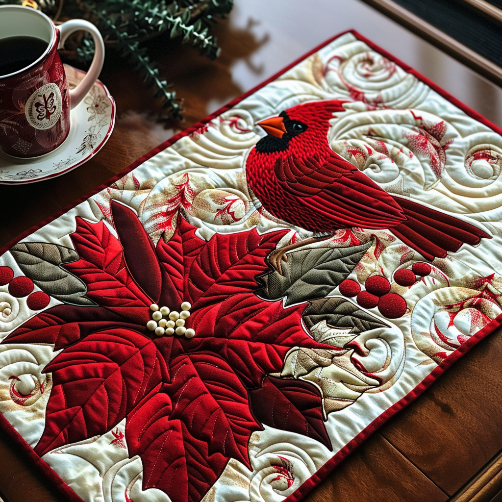 Winter Cardinal Retreat Quilted Placemat NCU0DV1540