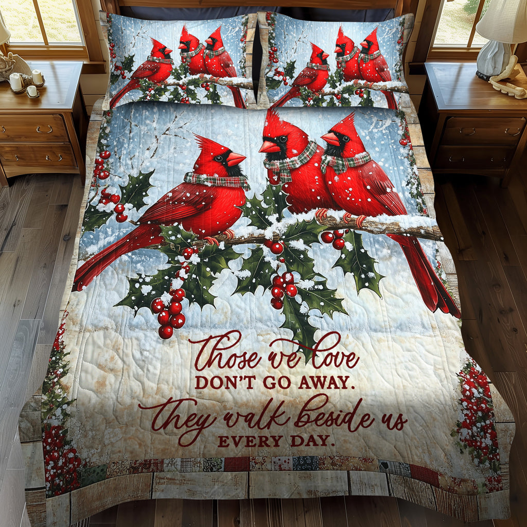 Winter Cardinals 3-Piece Quilted Bedding Set NCU0TL1495