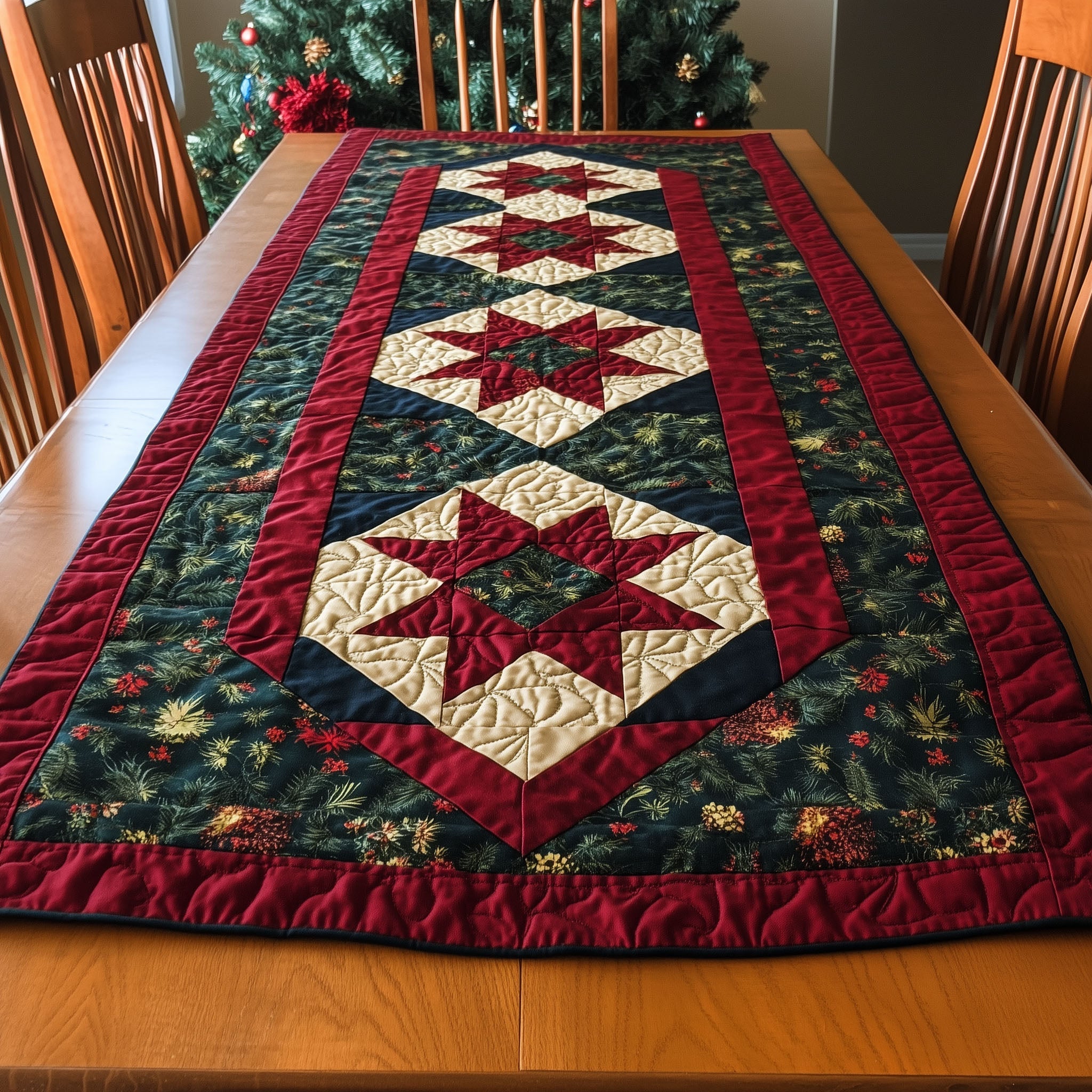 Winter Frosted Joy Quilted Table Runner NCU0PT1835