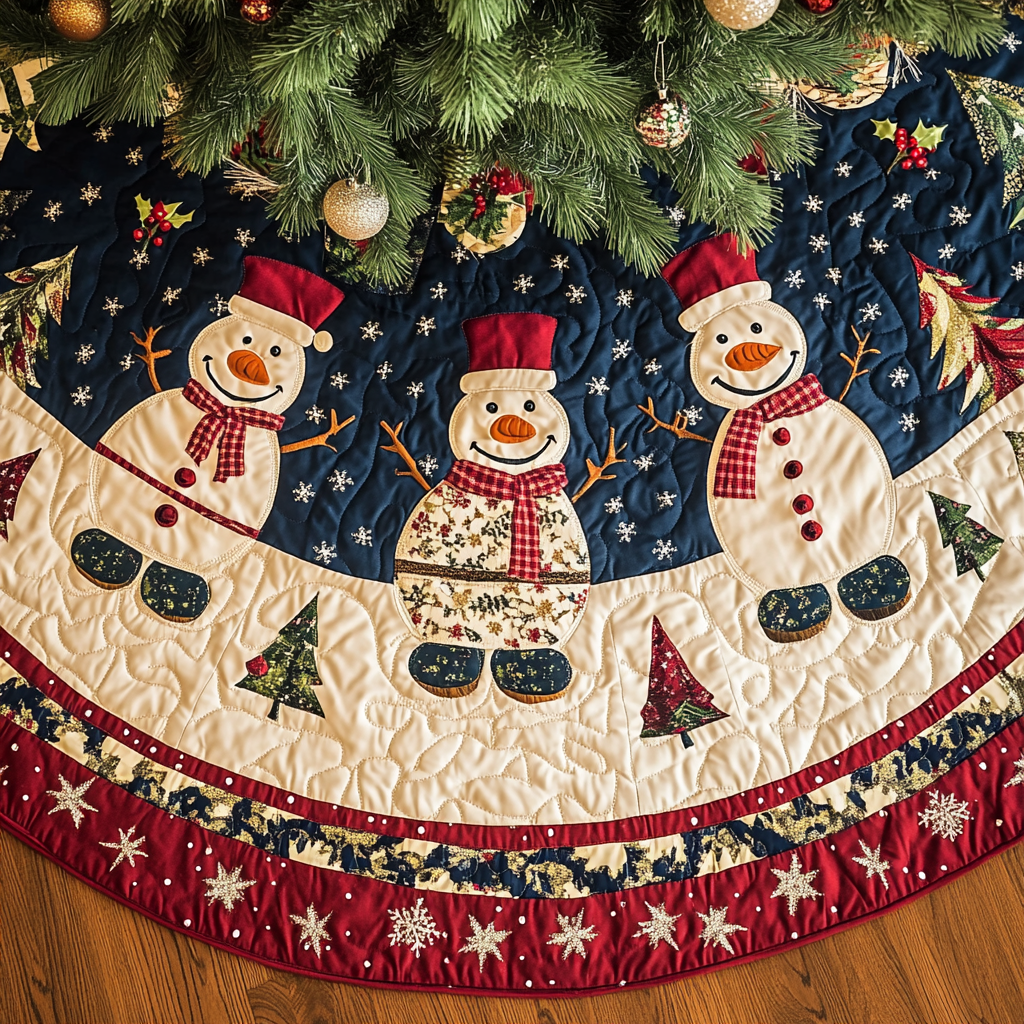 Winter Joyful Jester Christmas Quilted Tree Skirt NCU0DK1370