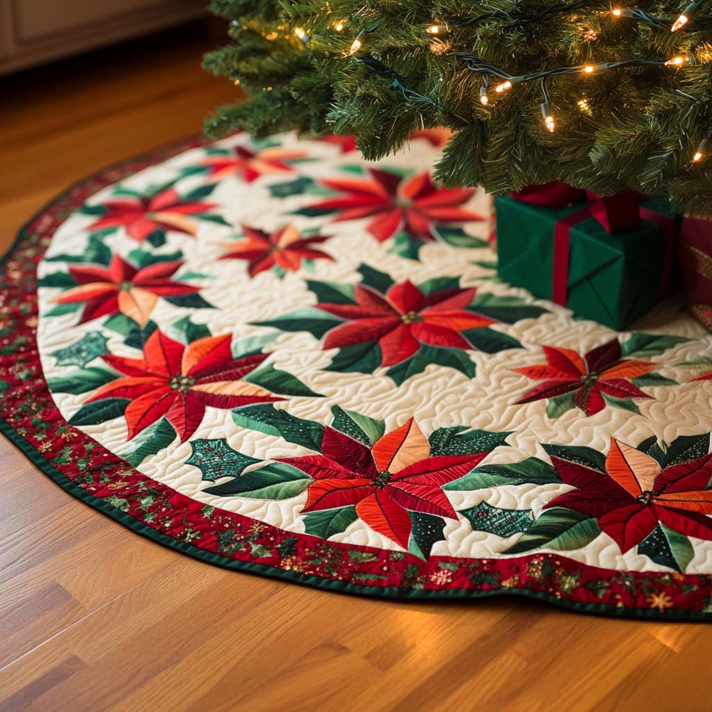 Winter Petals Christmas Quilted Tree Skirt NCU0NT1527