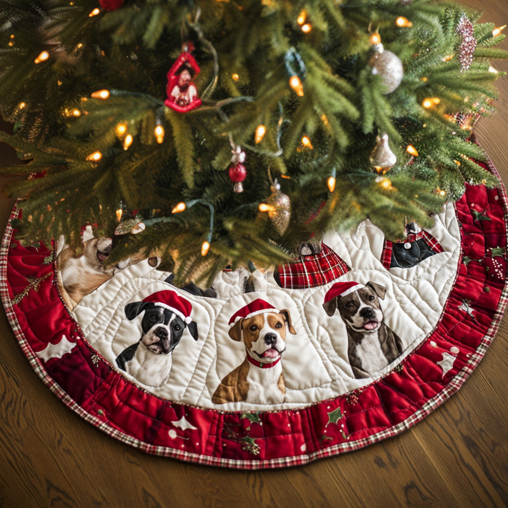 Winter Pitbull Companions Quilted Christmas Tree Skirt NCU0PT1556