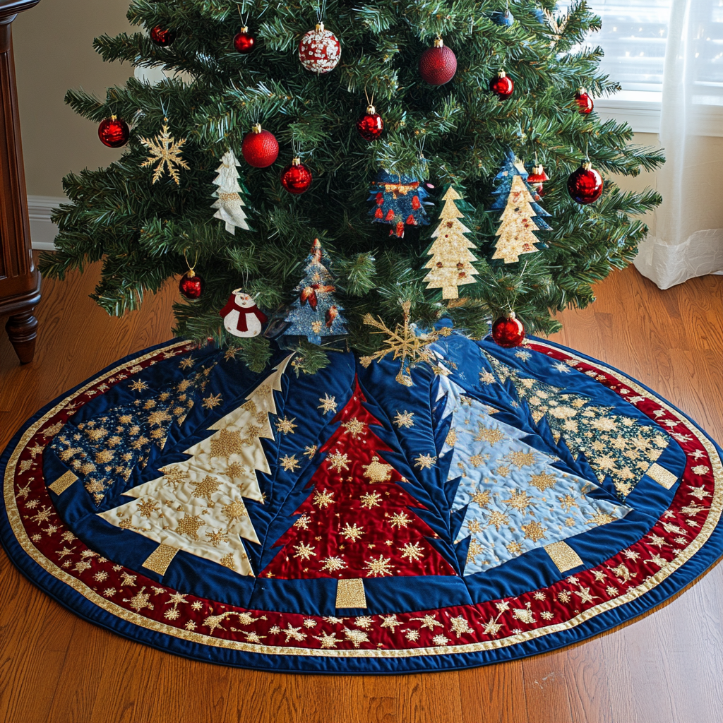 Winter Whimsy Quilted Christmas Tree Skirt NCU0DV1034