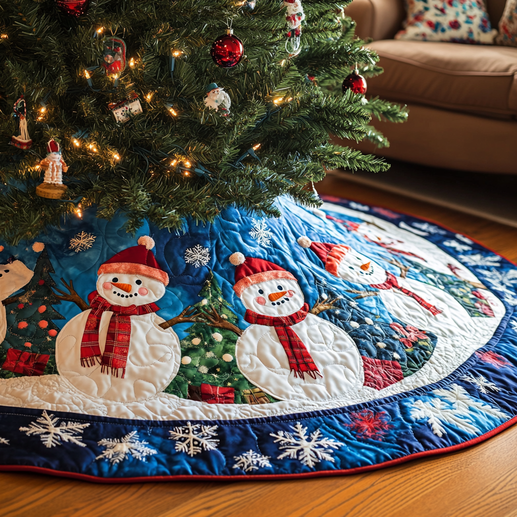 Winter Wonderland Quilted Christmas Tree Skirt NCU0DV1093