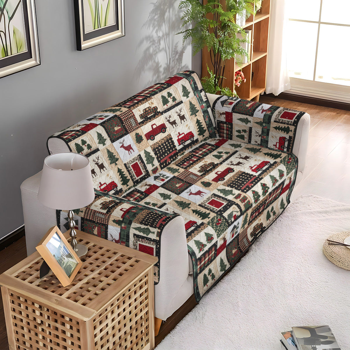 Winter Wonderland Quilted Sofa Cover NCU0PT939