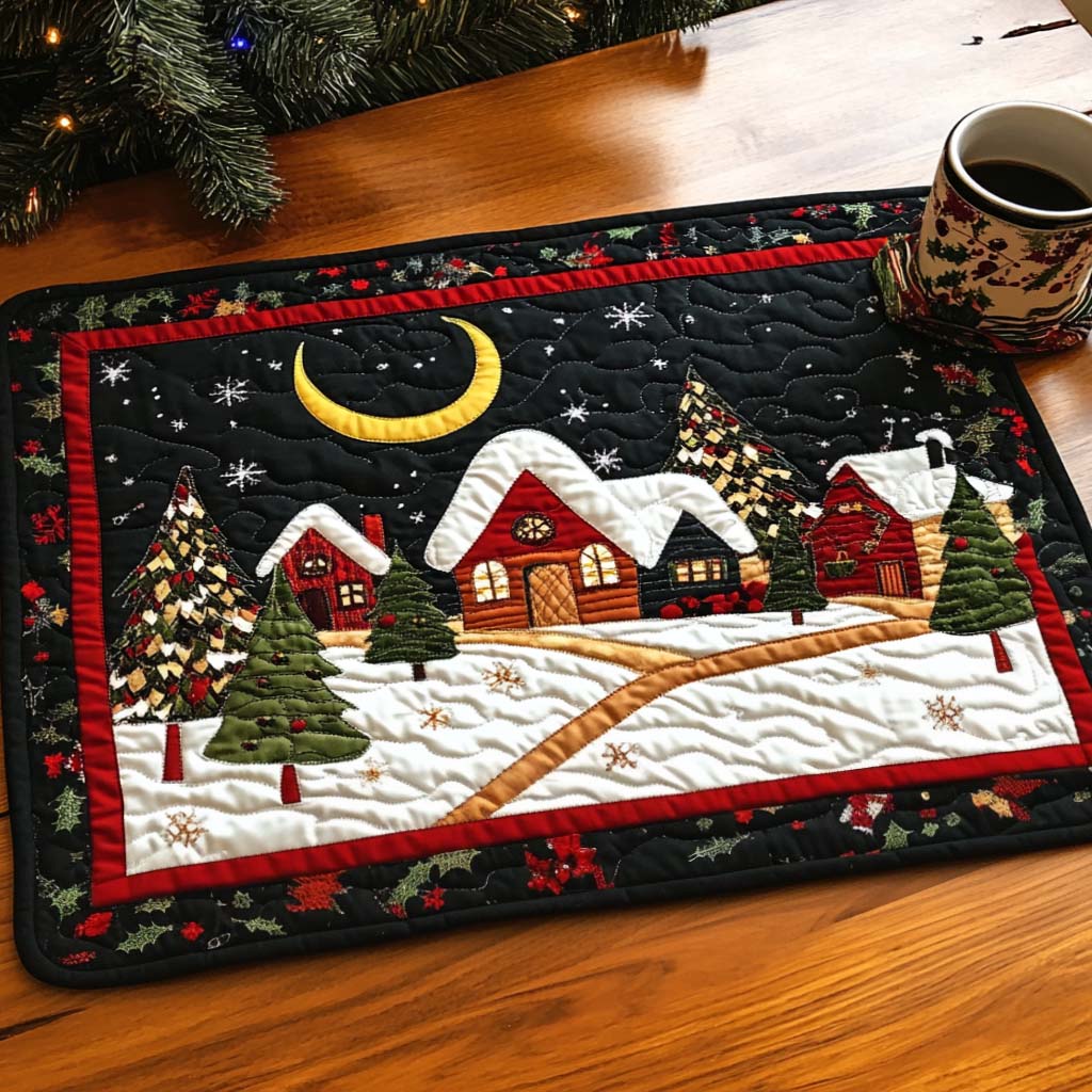 Winter Wonderland Village Quilted Placemat NCU0NT830