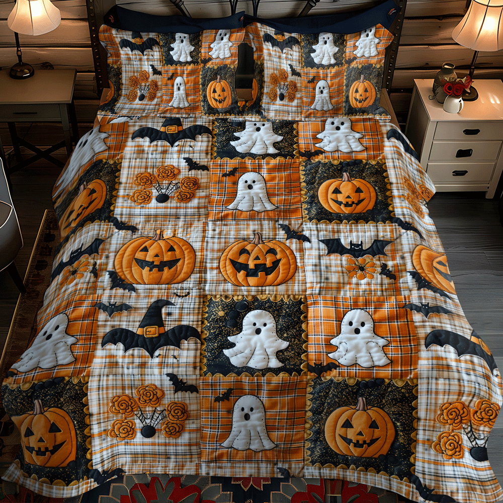 Witches Boots Halloween 3-Piece Quilted Bedding Set NCU0PD801