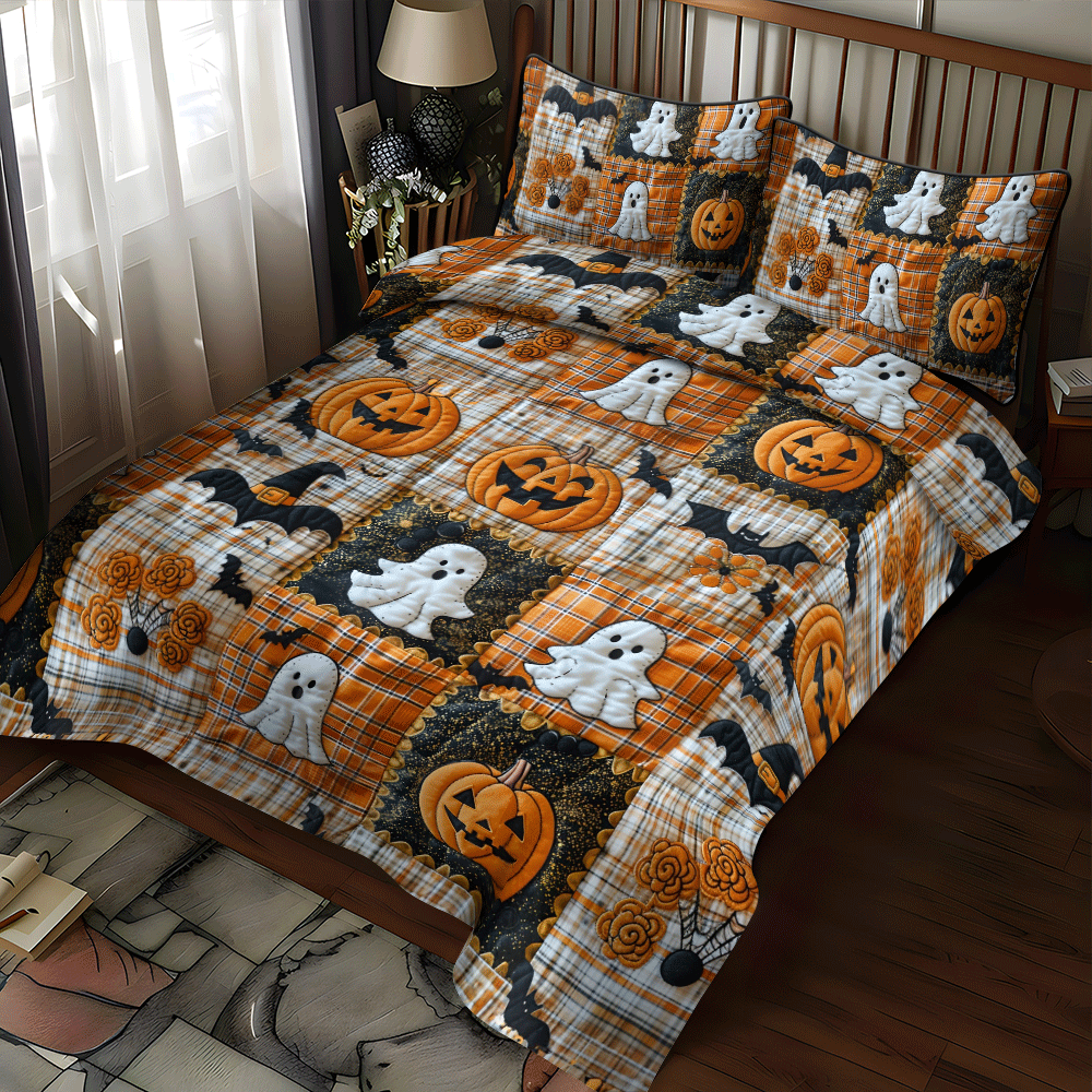 Witches Boots Halloween 3-Piece Quilted Bedding Set NCU0PD801