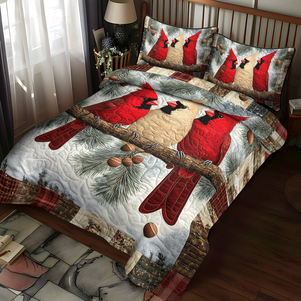 Woodland Cardinals 3-Piece Quilted Bedding Set NCU0TL1503