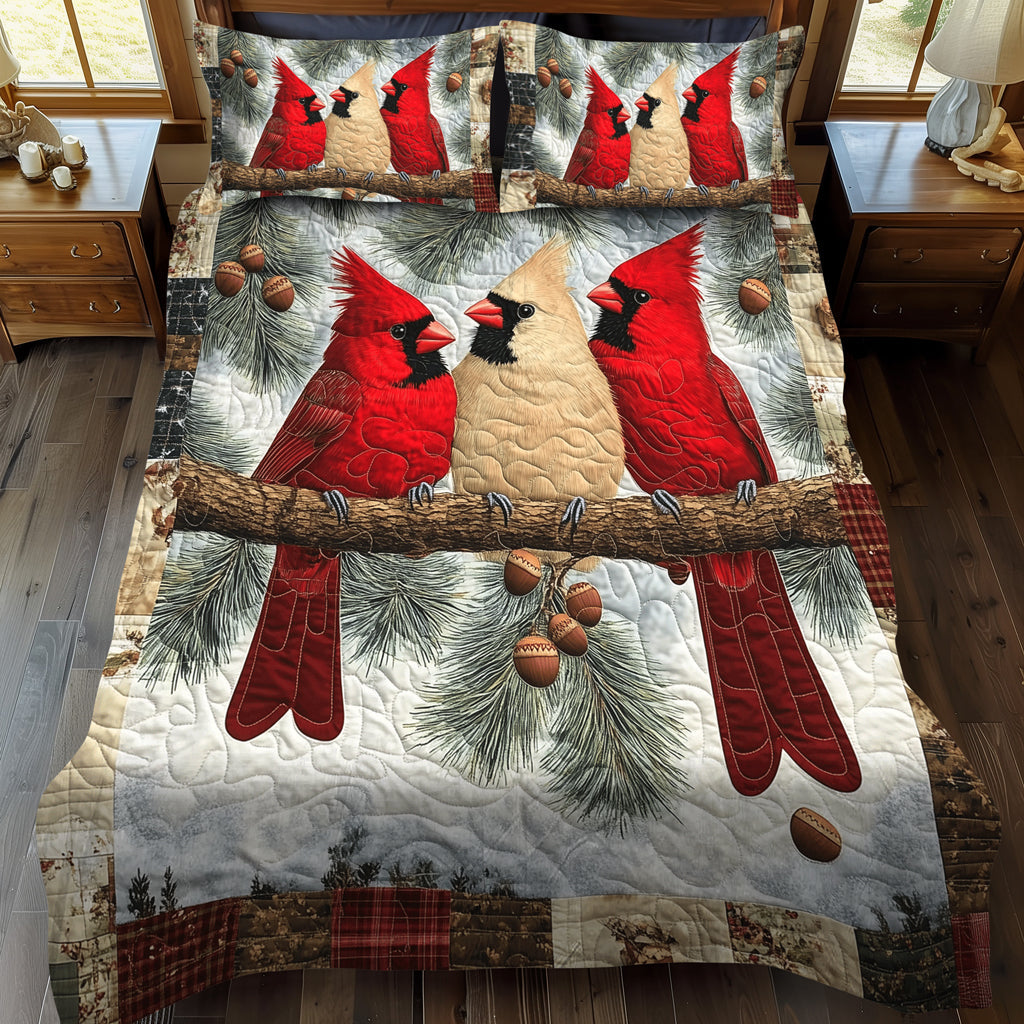 Woodland Cardinals 3-Piece Quilted Bedding Set NCU0TL1503