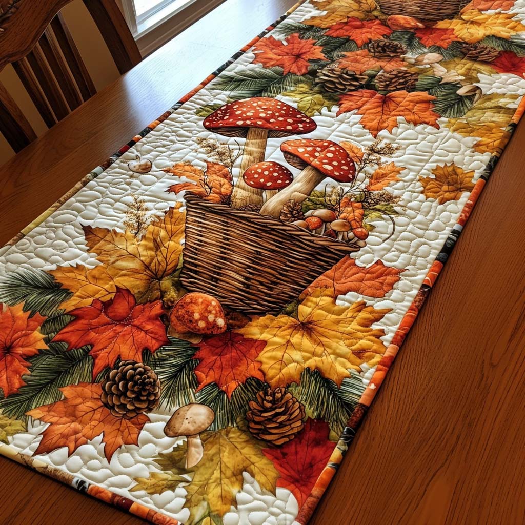 Woodland Mushroom Mingle Quilted Table Runner NCU0NT1214