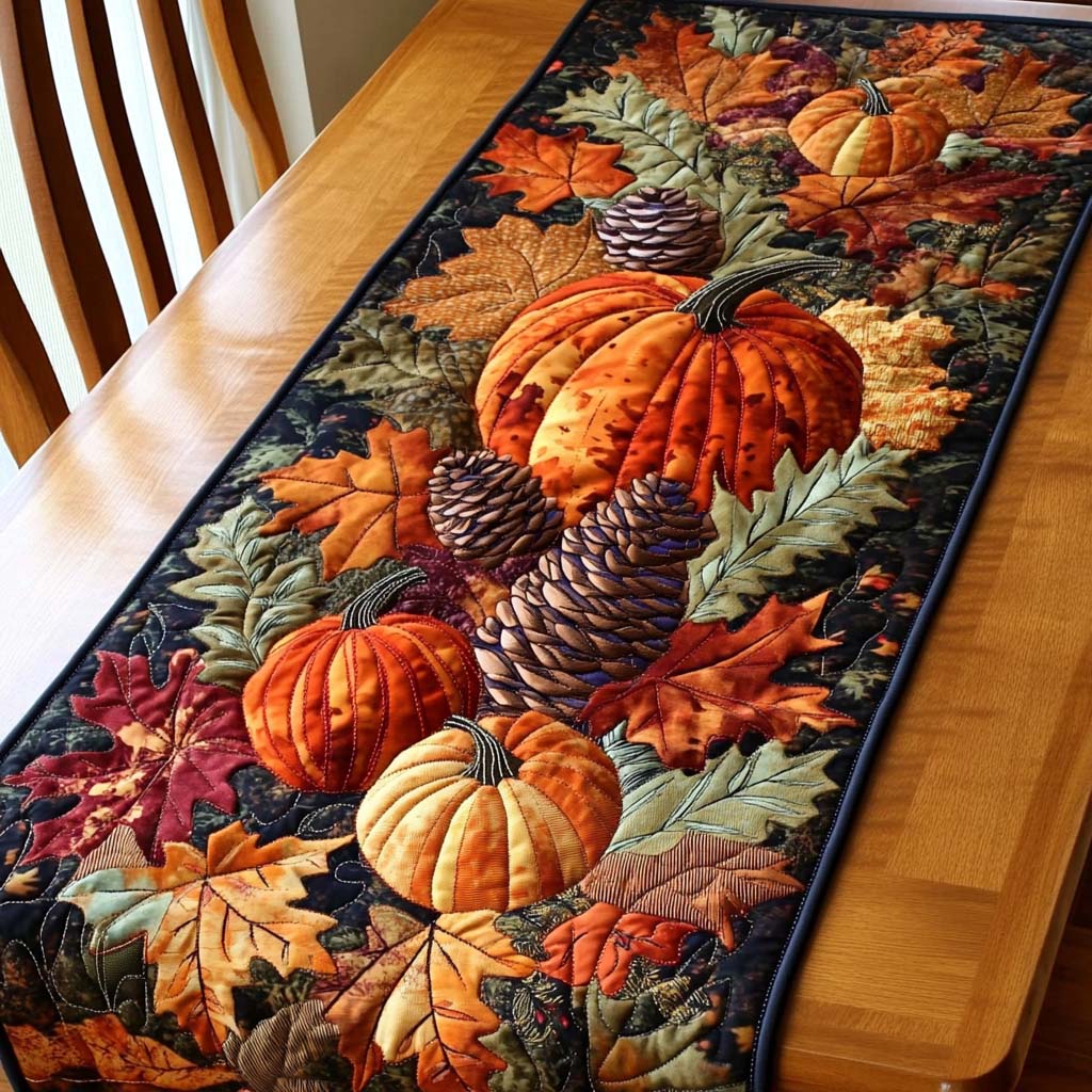 Woodland Pumpkin Patch Quilted Table Runner NCU0NT1201